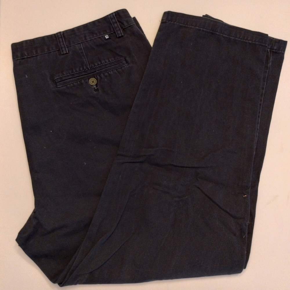Pre-owned Chaps Men's Navy Flat Front Chino Pants/Trousers 42x30